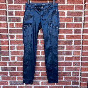 White House Black Market The Skinny Faux Leather Moto Pants Black Sz 4